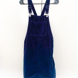 TOPSHOP Dark Navy Blue Velvet Overall Dress